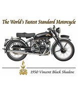 1950 Vincent Black Shadow Motorcycle Terry Pastor Art Metal Sign - $29.95