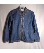 Keren Hart Jacket Women&#39;s XLarge Gold Studded Denim 90&#39;s Retro   - $22.77
