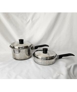 2 Lustre Craft 3 ply 18-8 Stainless Steel Sauce Pans &amp; Lids 7 1/4 In &amp; 3... - £39.74 GBP