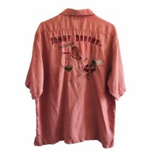 Vtg Tommy Bahama Salmon Embroidered L Silk Dr Cocktail M.D. Shirt Camp Button Up - £53.14 GBP