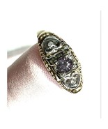 VINTAGE 14K MULTI-TONE GOLD  AMETHYST AND DIAMOND RING SIZE 4.25 SKY - $232.17