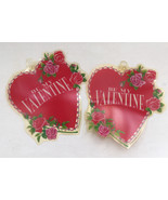 Be my valentine red  hearts vintage clings with suction cups window decor - $19.75