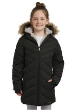 Lands&#39; End Girls Boys Parka Black Hood Water-Resistant Jacket Pockets Fu... - $44.99