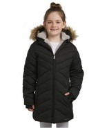 Lands&#39; End Girls Boys Parka Black Hood Water-Resistant Jacket Pockets Fu... - $829.78 MXN