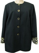 CHAD STEVENS 18W Black Blazer Jacket Leopard Print XL Women Event Blouse... - £14.16 GBP