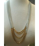 Monet Necklace Multi Chain Designer Gold Plated White Enamel Links Knob ... - £25.94 GBP