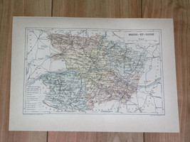 1887 Antique Original Map Of Department Of MAINE-ET-LOIRE Angers / France - £14.36 GBP