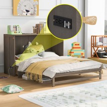 Antique Grey Queen Murphy Bed w/ Charging Station - $808.99