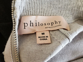 Philosophy Women&#39;s Size M Grey Black Zipper Back Long Sleeve Turtleneck ... - £17.17 GBP