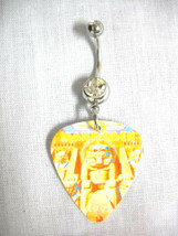 Iron Maiden / Eddie Powerslave Printed Guitar Pick Clear Cz Belly Button Ring - £4.86 GBP