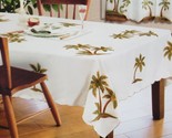 Spray Printed Fabric Tablecloth w/vivid puff applique,60x84&quot;Oblong,PALM ... - $21.77