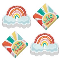 Retro Rainbow Party Shaped Paper Dessert Plates and Luncheon Napkins (Serves 16) - £12.19 GBP