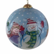 2015 Pier One Li Bien Ornament Snowman Reverse Hand Painted Glass Christmas - £36.59 GBP