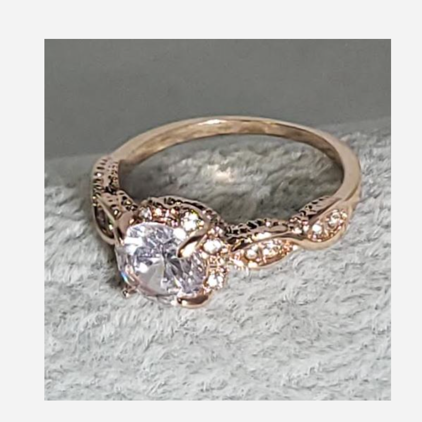 Primary image for ROSE GOLD GEM RHINESTONE COCKTAIL RING SIZE 5 6 7 8