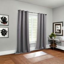 Set of Two 84&quot;  Silver Metallic Textured Window Panels - $3,626.88 MXN