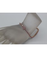 14K ROSE GOLD FLOWER DESIGN CLASP TENNIS LINK BRACELET PINK CZS - $830.74 CAD