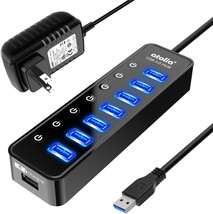 Powered USB Hub 3.0 7 Port USB Data Hub Splitter with One Smart Charging... - £49.08 GBP