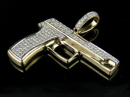 3.00 Ct Round Cut Simulated Diamond Hand Gun Shape  Pendant 14k Yellow Gold Over - £73.00 GBP