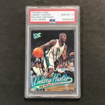 1996-97 Fleer Ultra #180 Lindsey Hunter Signed Card AUTO 10 PSA Slabbed Pistons - £52.34 GBP