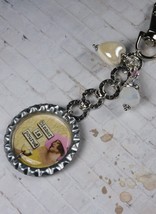 Dinner is Poured Bottlecap Purse Charm Bag Clip Crystal Ceramic Ivory Pi... - $16.82