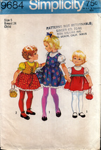 Vintage Simplicity 9684 Girls Jumper &amp; Puff Sleeve Blouse Pattern Size 2 - £7.86 GBP