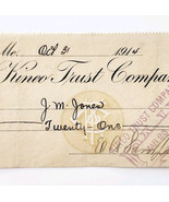 1914 Kineo Trust Company Bank Check E.A. Sampson Dover Maine Signed 6762... - $369.57 MXN