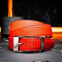 Alessio Genuine Ostrich Leg Exotic Belt Orange image 7