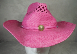 Milani Straw Cowboy Hat Pink Shapeable Brim Men Women Unisex ST-033 Small - £13.92 GBP