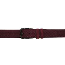 Men Genuine Basket weave Suede Soft Leather Belt PIERO ROSSI Turkey #1002 Wine image 3