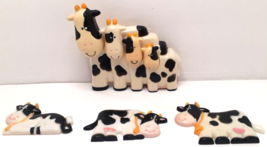 Black &amp; White Cow Magnets &amp; Measuring Spoons Wall or Refrigerator Mount - £17.24 GBP