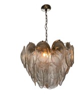1970s Mid Century Chandelier Cascading Lamp 6 Light Glass Shades Metal - £1,047.23 GBP