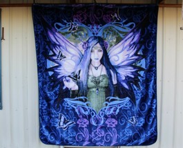 Anne Stokes Fairy Mystic Aura Butterfly Gothic Fantasy Queen Size Blanket - £46.80 GBP