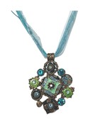 Vintage Handmade Statement Pendant Necklace Art Deco Womens Costume Jewelry - $28.30