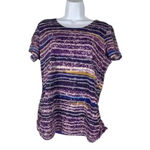 Coldwater Creek Womens Top Size Medium 10 12 Purple Stripes Lined - £7.06 GBP
