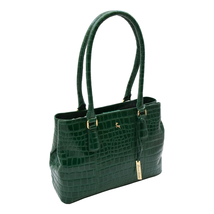 DR299 Women&#39;s Hobo Shoulder Leather Bag Beautiful Croc Pint Green - £95.43 GBP