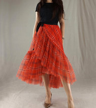 Women Red Wrap Tulle Skirts High Waisted Red Wrap Skirt Party Skirt Outfit Plus image 8