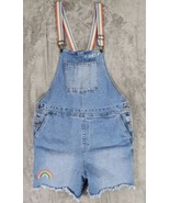 Take Pride Jean Overalls Womens XXLarge Blue Queen Rainbow Patch Shortalls - £21.67 GBP