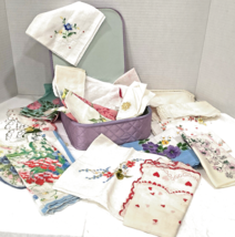 Vintage Lot of 20 Ladies Purse Handkerchiefs Embroidered Kerchiefs Lace Hankies - £33.17 GBP