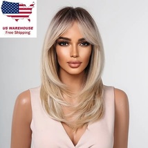 20 Inch Short Ombre Brown Mixd Blonde Bob Wigs For Women Cute Bob Layered Mixed  - £26.37 GBP