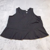 Lane Bryant Shirt Womens 26/28 Black Casual Sleeveless Tank Fit &amp; Flare Peplum - £17.97 GBP