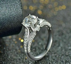 2.60Ct Round Cut Simulated Diamond 14k White Gold Finish Engagement Ring Size 8 - £112.94 GBP