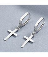 .925 Sterling Silver Small Cross Earrings, New #AB-379-R2 - $164.21 MXN