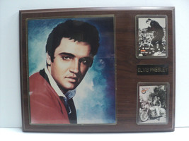 Elvis Presley Collage 12&quot; x 15&quot; Wood 1980&#39;s Photo, 2 Card Holders Vintage - £22.87 GBP