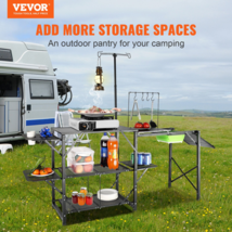 Portable Folding Camping Kitchen Table w/ Bag - 3 Side Tables, Shelves &amp; Sink - £101.70 GBP