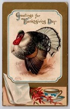 Ellen Clapsaddle Thanksgiving Large Turkey With Tea Cup Postcard F34 - $7.95