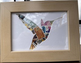 Hummingbird (Hummm!) - Vintage Postage Stamp Collage Art - £34.61 GBP