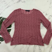 Hillard Hanson Womens Vintage Y2k Sweater Size M Pink Wool Blend Sequins... - $32.66