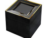 100Pcs Black Square Plastic Plates With Gold Rim-6Inch Disposable Cake P... - £55.05 GBP