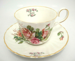 Regency Bone China Cup and Saucer June Birthday Month Roses Butchart Gar... - $14.10