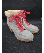 KORKS Size 10 EVIE LACE UP WOOL HEELED HIKER ANKLE BOOTIE GRAY Gently Worn - $38.30